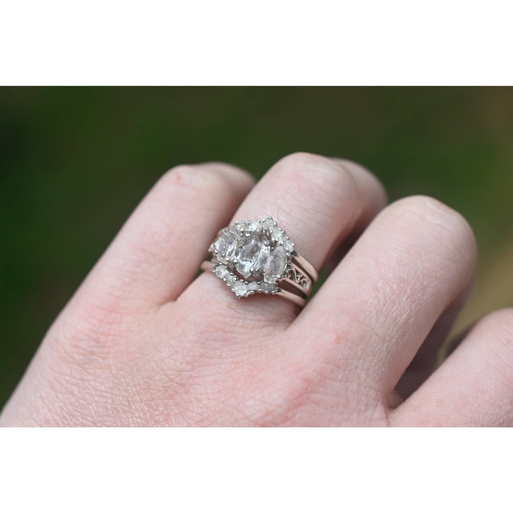 Engagement ring set, raw diamond ring, raw stone ring, alternative engag… - Picture 5 of 6